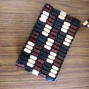 Wooden African bead clutch